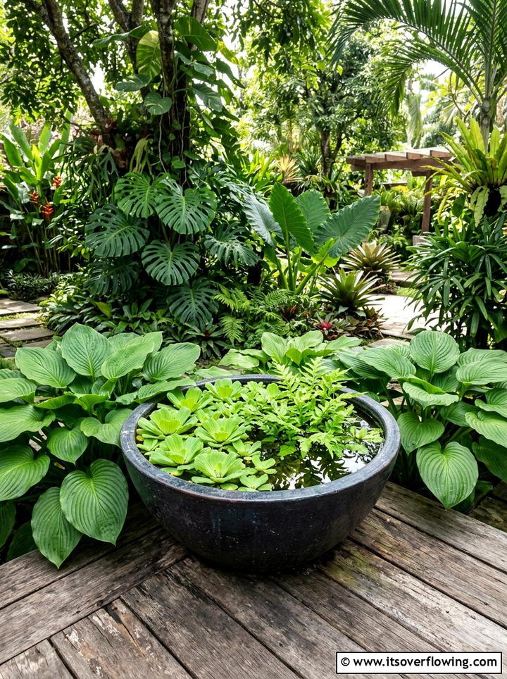 Aquatic plant container bowl - 25 garden decor ideas with water bowls