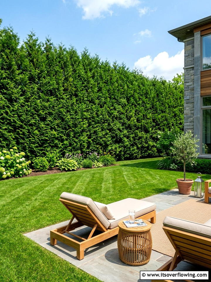 Arborvitae Screen - 25 backyard ideas with privacy trees