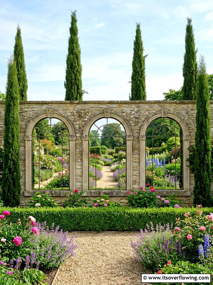 Arch Mirror Wall - 25 backyard decorating ideas with mirror accents
