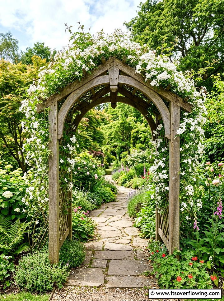 Arched Garden Arbor - 25 backyard ideas with cottage garden