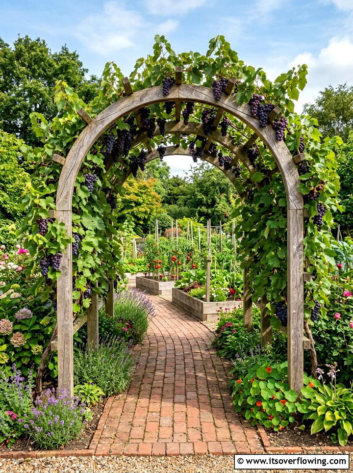 Arched Grape Arbor Garden Entrance - 25 creative garden ideas with grape arbor