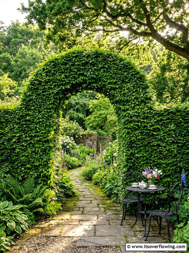 Arched Hedge Entrance - 25 backyard ideas with hedges