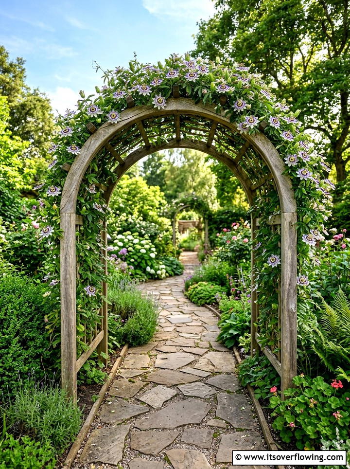 Arched Pergola With Passionflower - 25 garden design ideas with pergola and vines