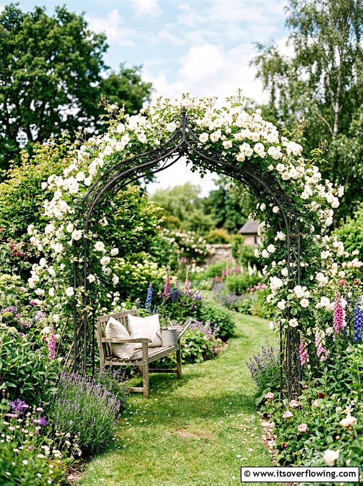 Arched Trellis Bench For Climbing Plants - 25 garden ideas with bench seating