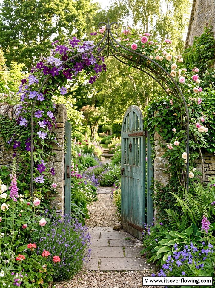 Arched garden gate trellis - 25 backyard ideas with trellis fence