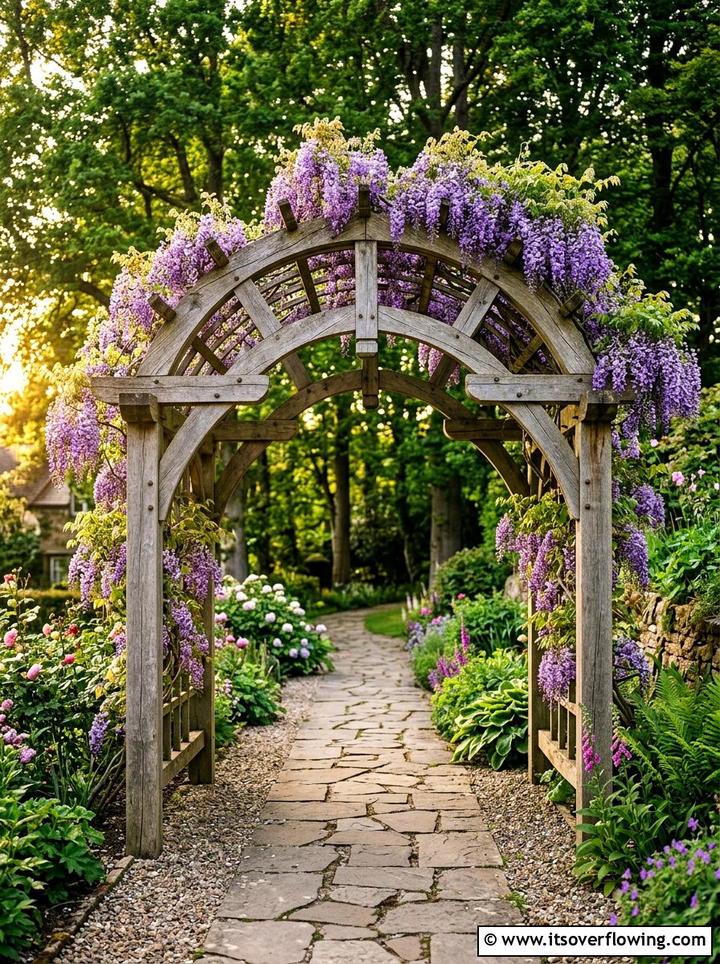 Arched wood garden trellis - 25 garden design ideas with trellis walls