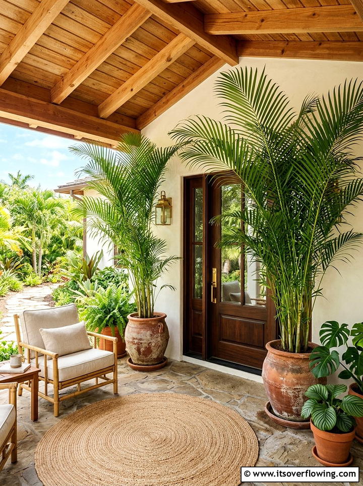 Areca palm entryway - 25 front porch ideas with cat safe plants
