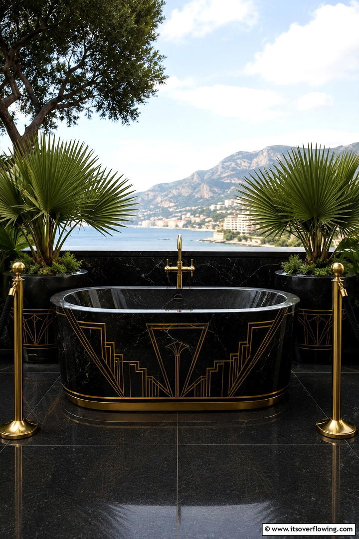 Art Deco Bathtub Experience - 30 Serene Outdoor Bathtub Ideas for a Backyard Oasis