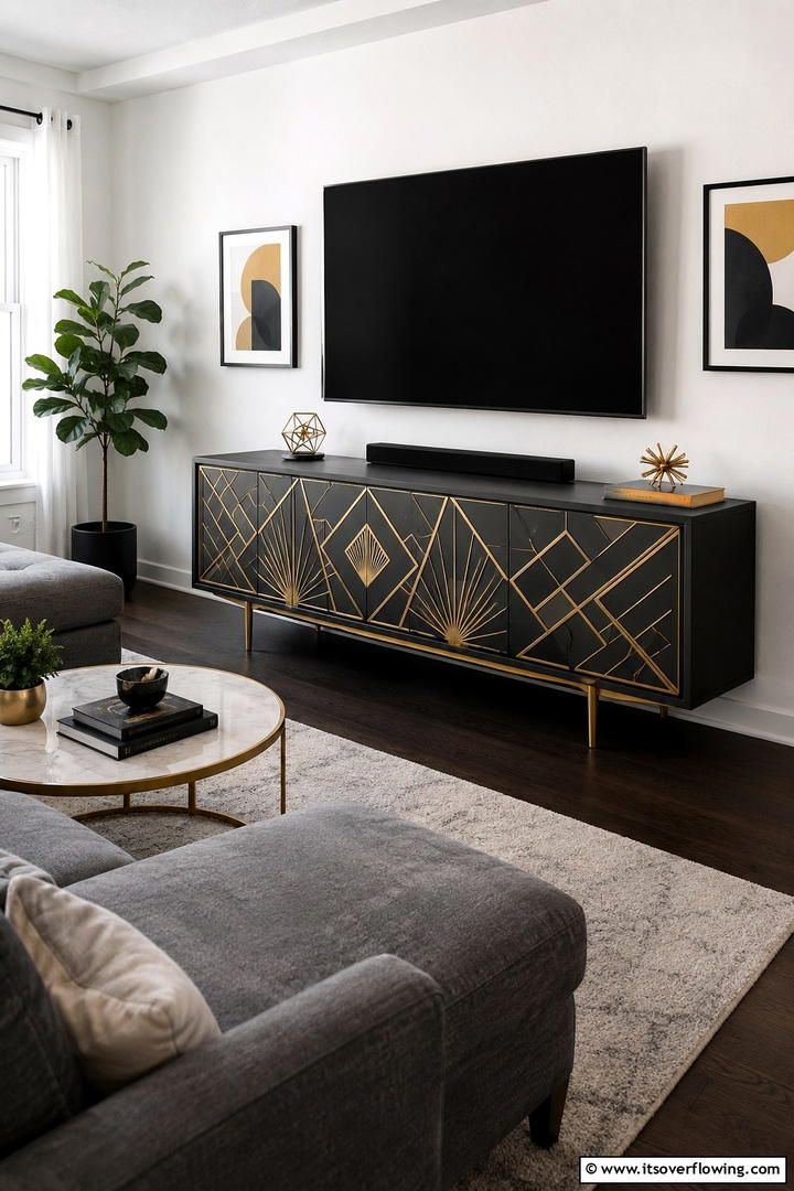 Art Deco Painted Media Console Appeal - 30 Painted Furniture Ideas to Revamp Your Home Décor