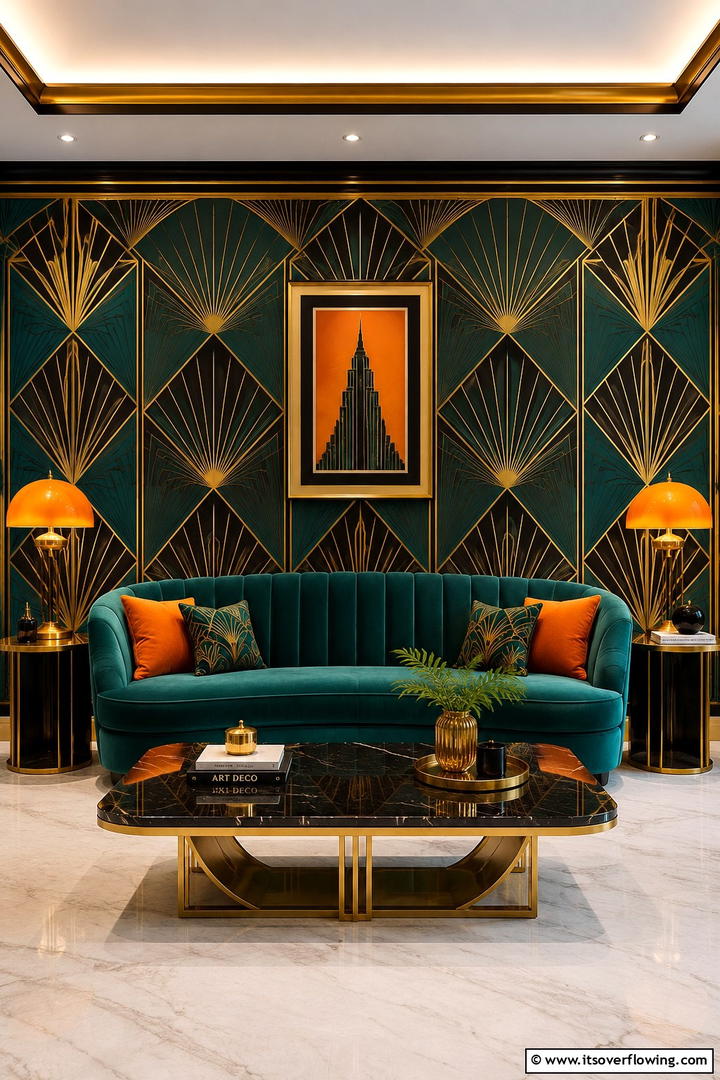 Art Deco Teal and Orange Ambiance - 30 Teal & Orange Room Color Schemes for Vibrant Home Decor