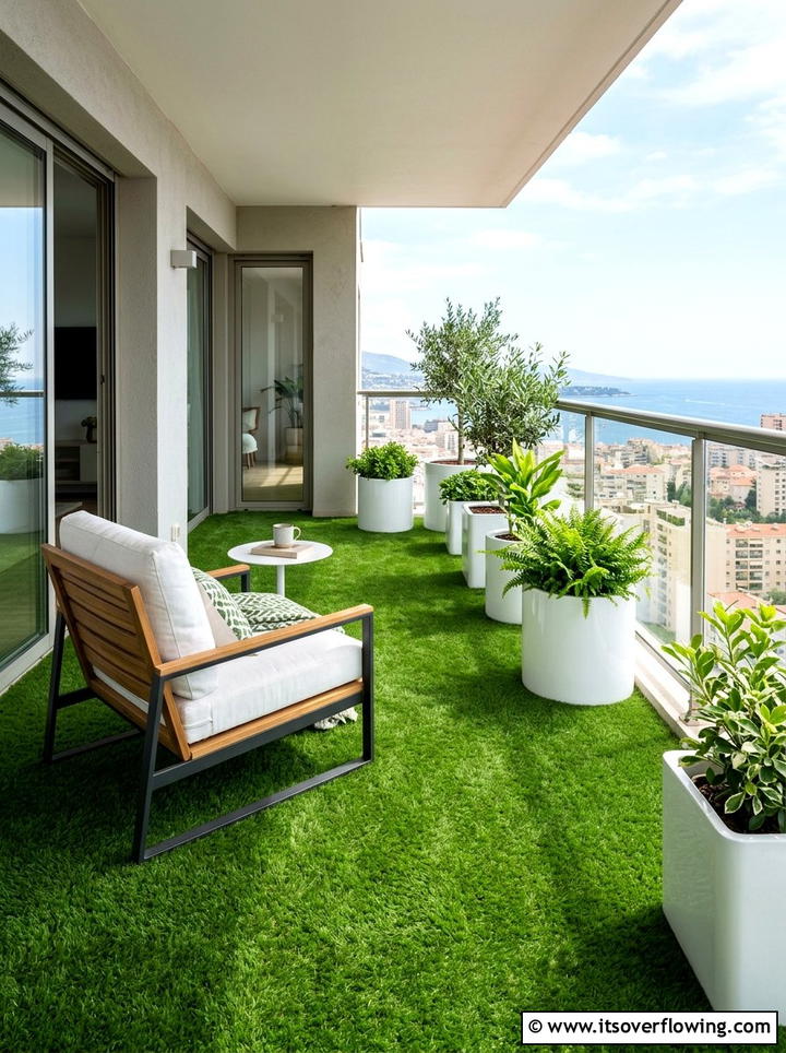 Artificial Grass Floor - 25 small garden ideas for balcony