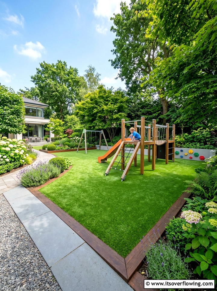 Artificial Grass Play Area - 25 backyard ideas with play area
