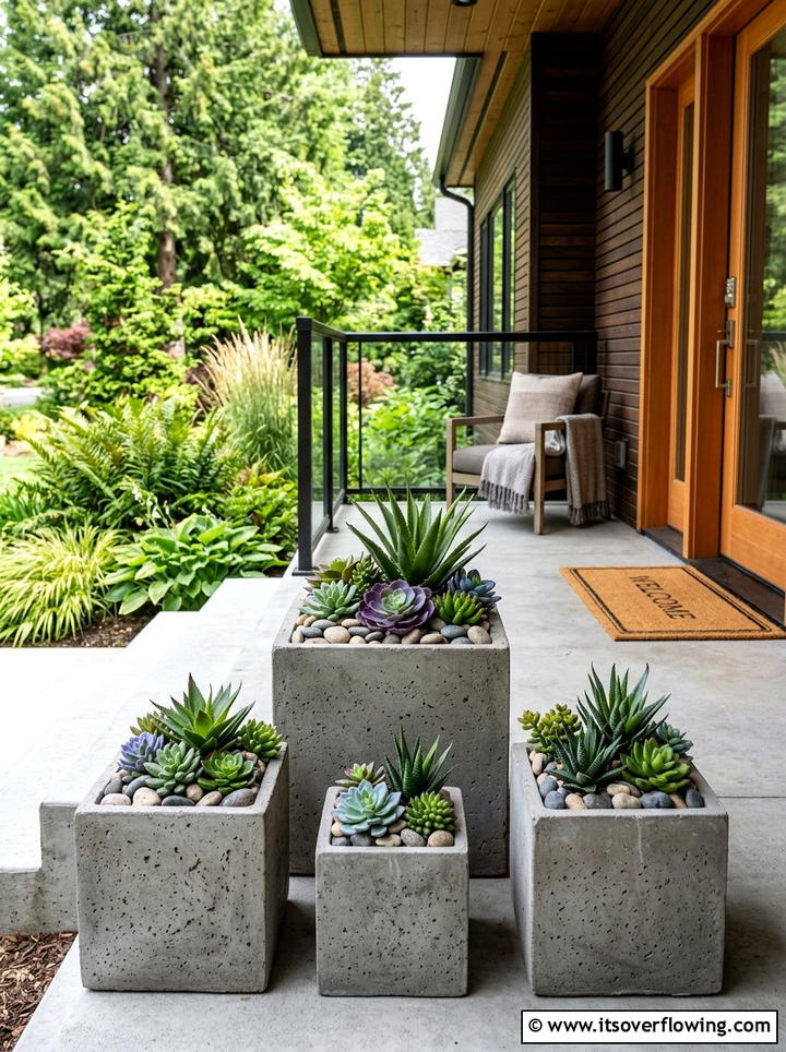 Artificial Topiary Tree Entrance - 25 front porch decor ideas with low maintenance setup