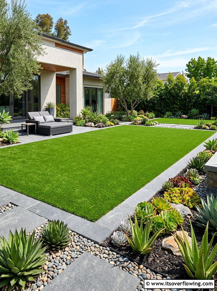 Artificial Turf Lawn - 25 garden ideas for dry climate