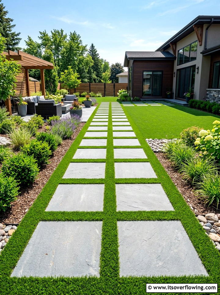 Artificial Turf Layout - 25 backyard ideas with modern landscape