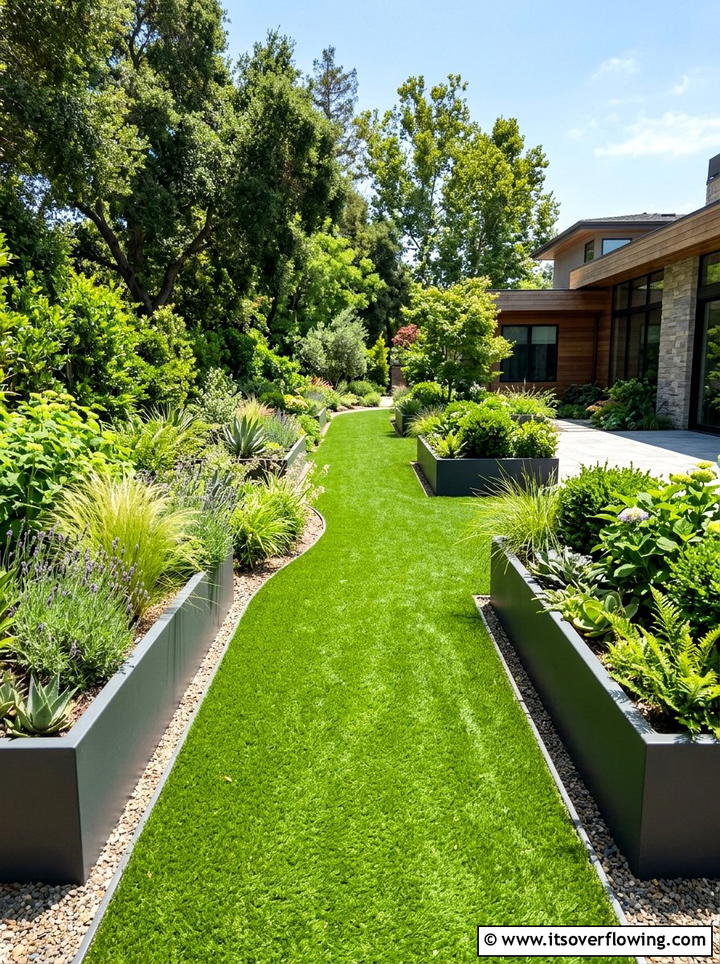 Artificial Turf Path - 25 garden ideas for side yards