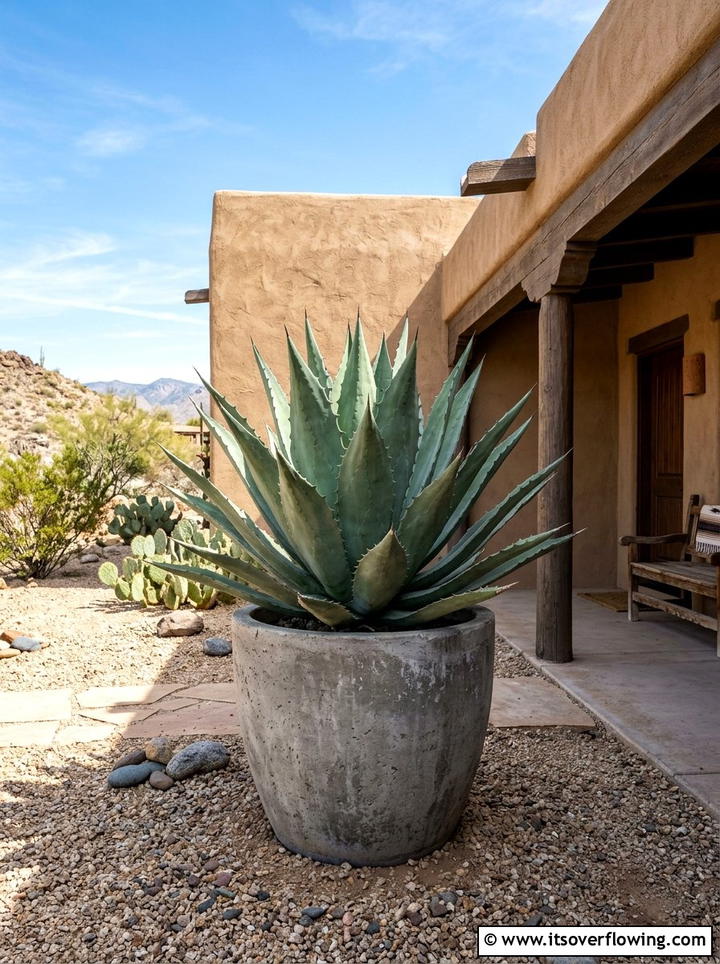 Artificial agave plant pots - 25 front porch ideas with faux plants