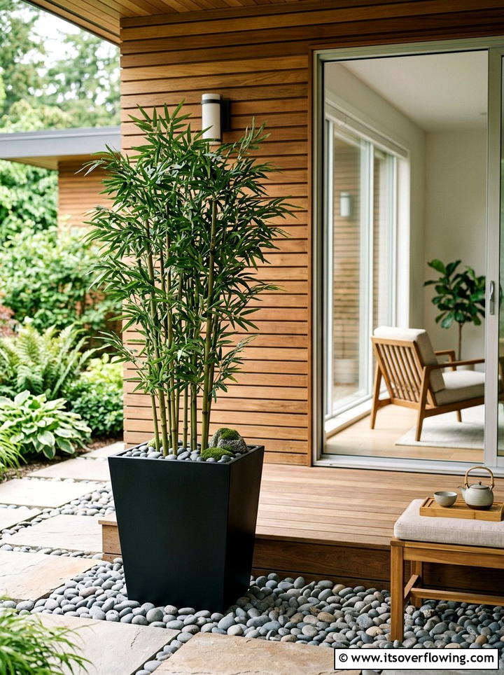 Artificial bamboo stalks - 25 front porch ideas with faux plants