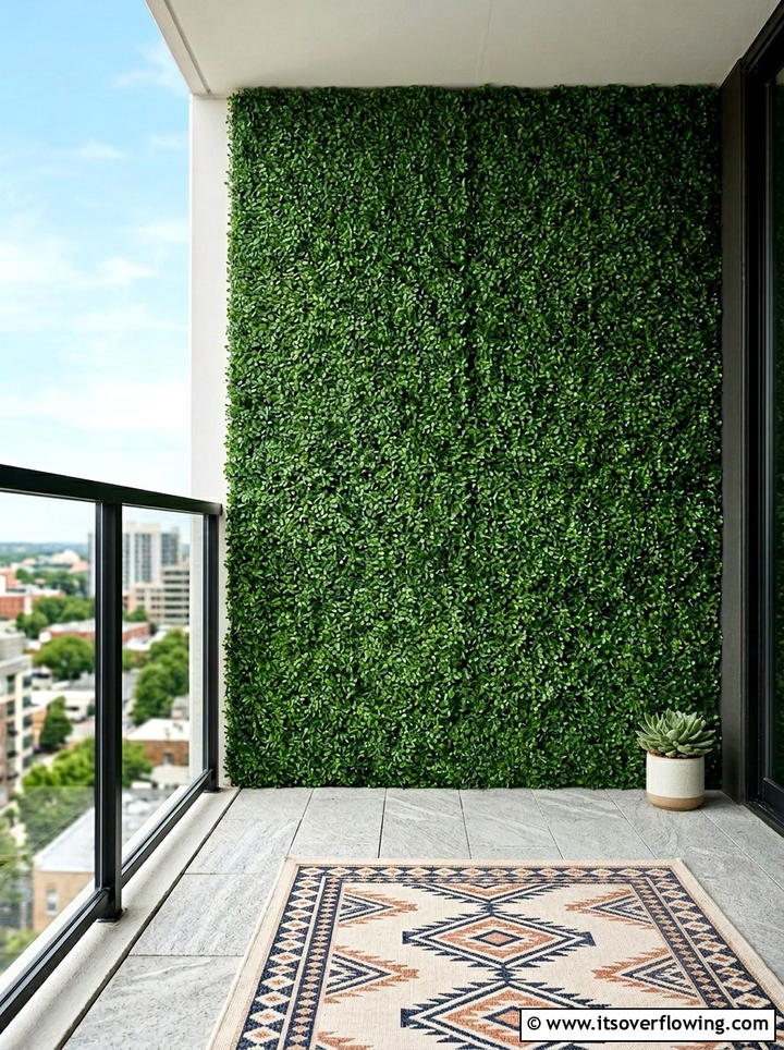 Artificial boxwood hedge wall - 25 small garden ideas with privacy screens