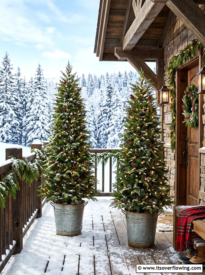 Artificial cedar pine trees - 25 front porch ideas with faux plants