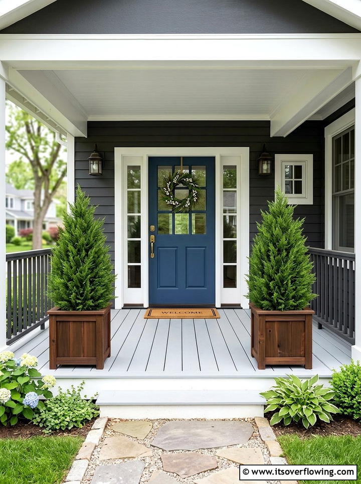 Artificial cypress bushes - 25 front porch decor ideas with year round greenery