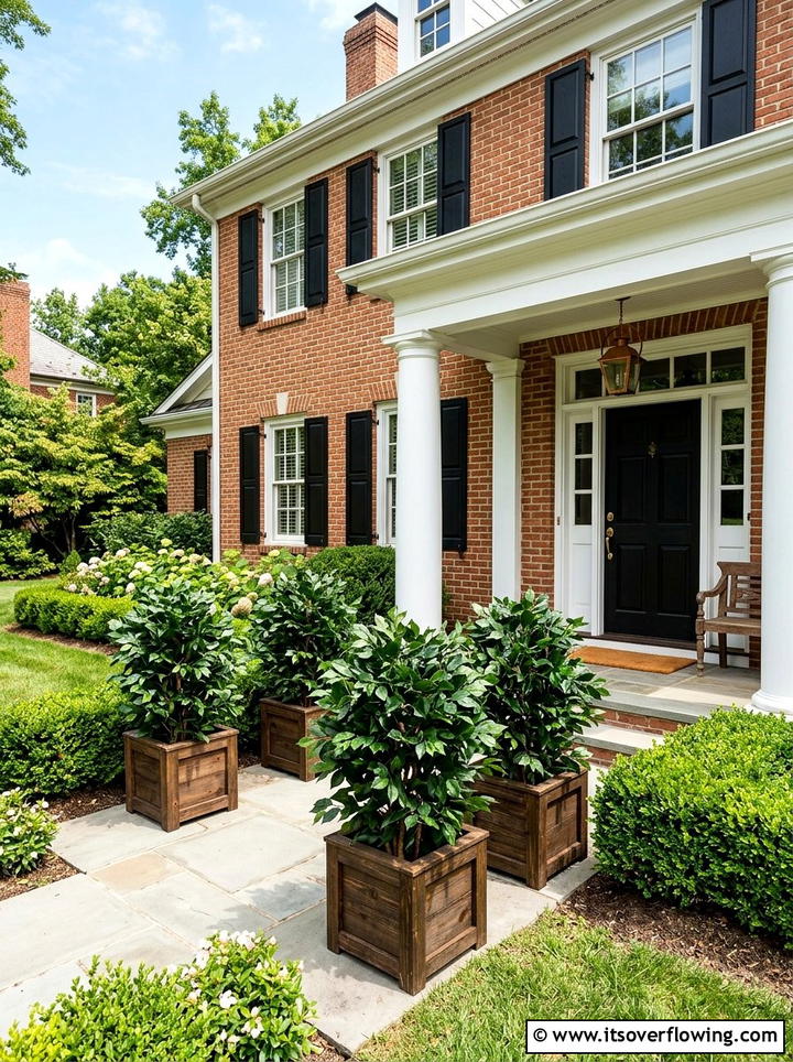 Artificial ficus leaf bushes - 25 front porch ideas with faux plants