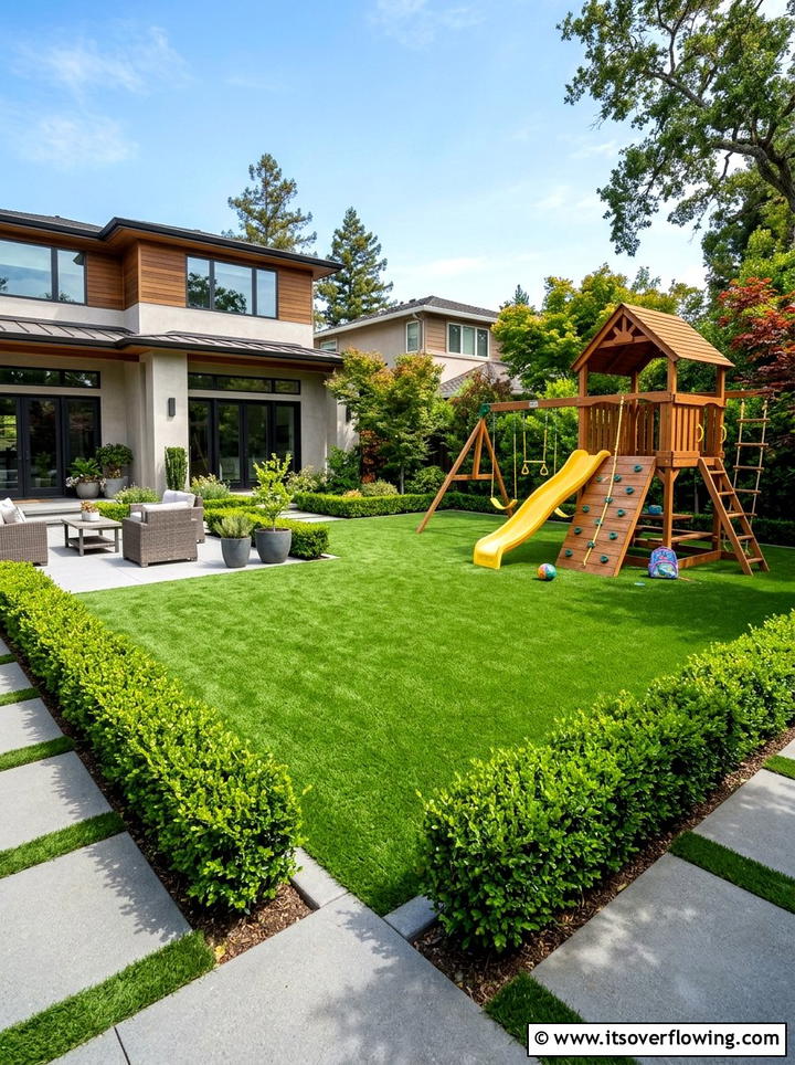 Artificial grass - 25 creative garden ideas with no lawn design