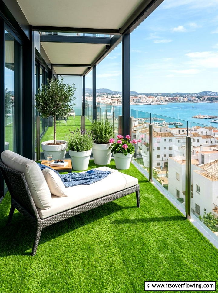 Artificial grass balcony - 25 creative garden ideas for urban homes