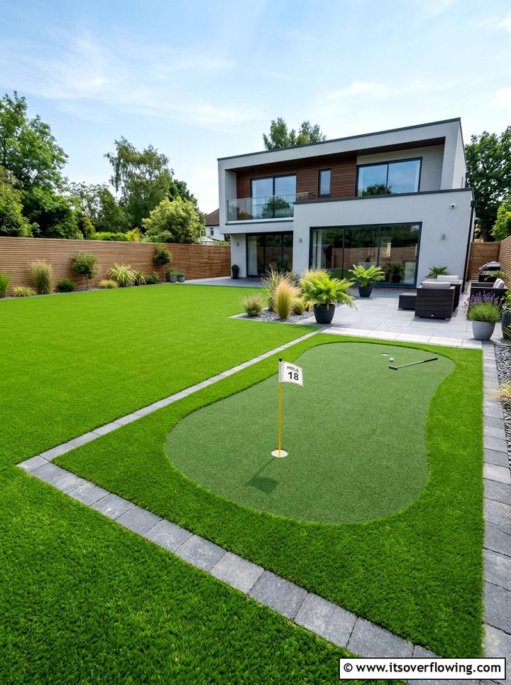 Artificial grass lawn - 25 backyard ideas for suburban homes