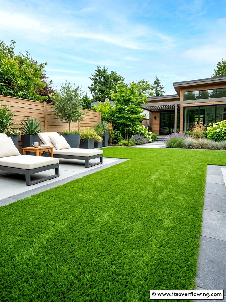 Artificial grass lawn - 25 creative garden ideas with low maintenance design