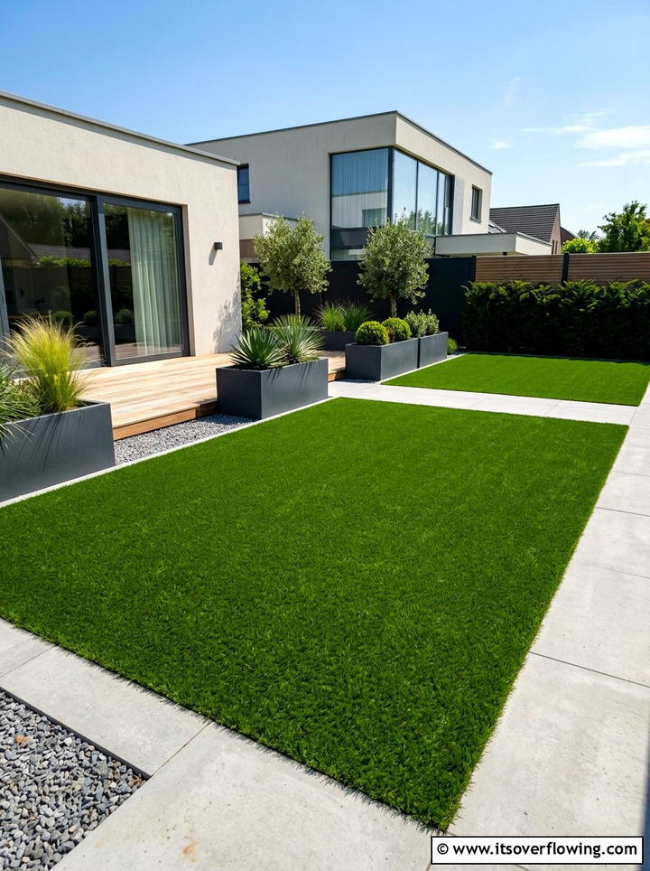 Artificial grass lawn - 25 garden ideas for windy areas