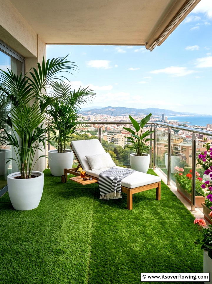 Artificial grass rug - 25 garden decor ideas for balconies