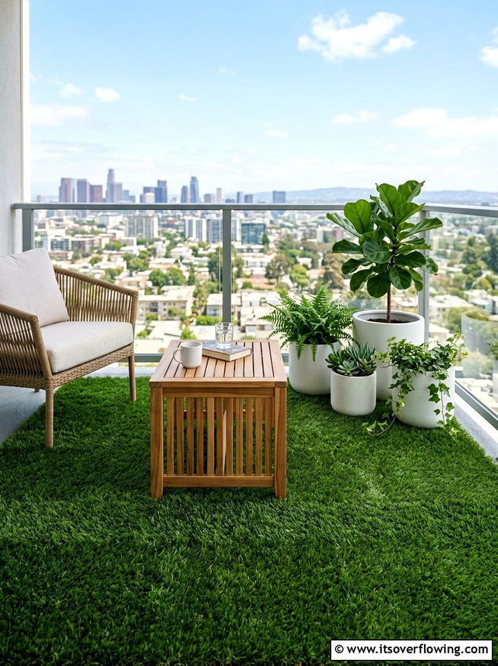 Artificial grass rug - 25 garden decor ideas for apartments