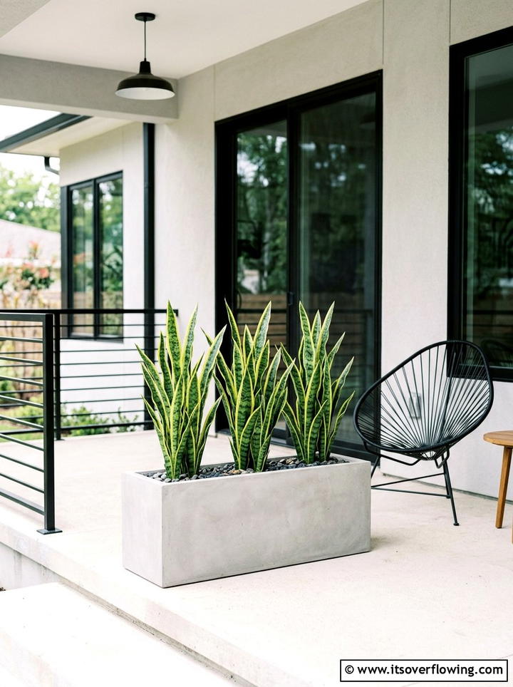 Artificial snake plant arrangement - 25 front porch ideas with faux plants