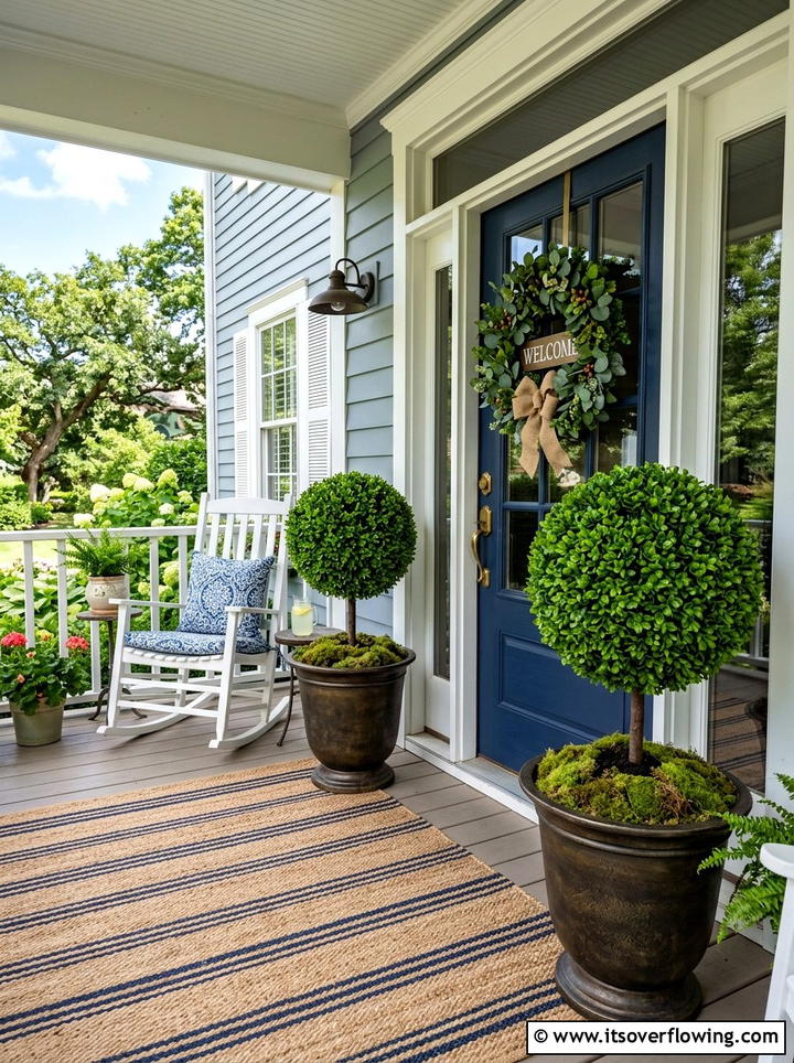Artificial topiary trees for porch - 25 front porch decor ideas with topiaries