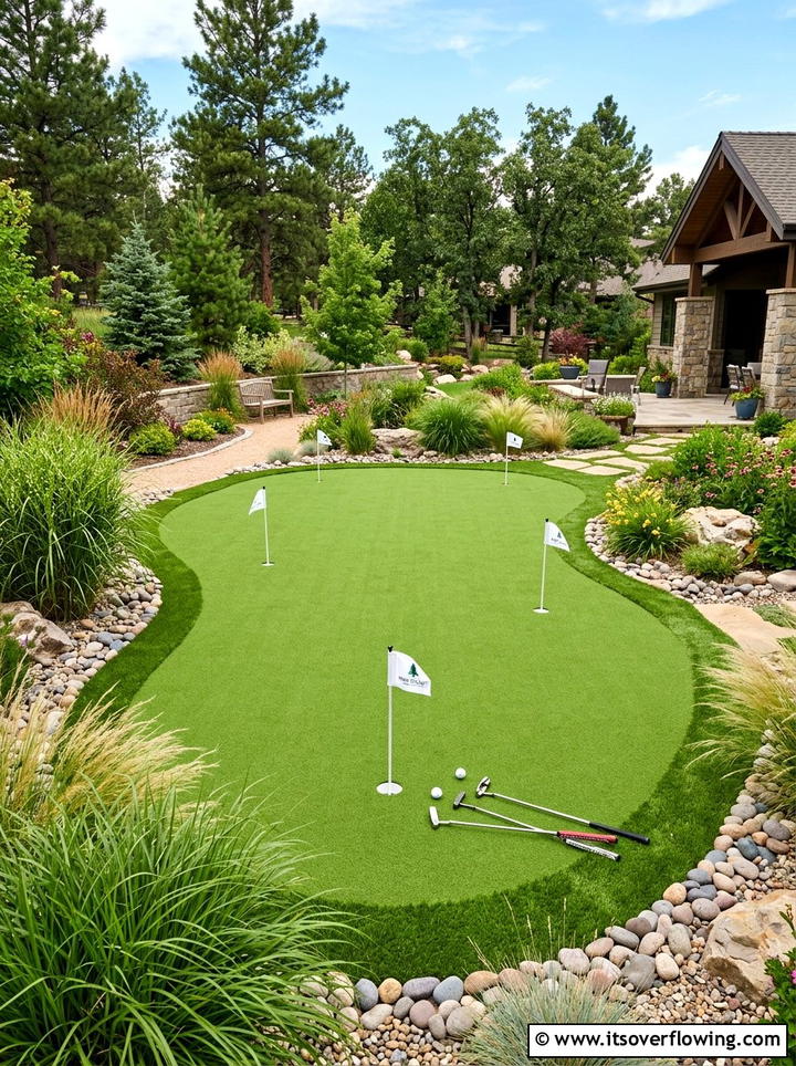 Artificial turf putting area - 25 backyard ideas with putting green
