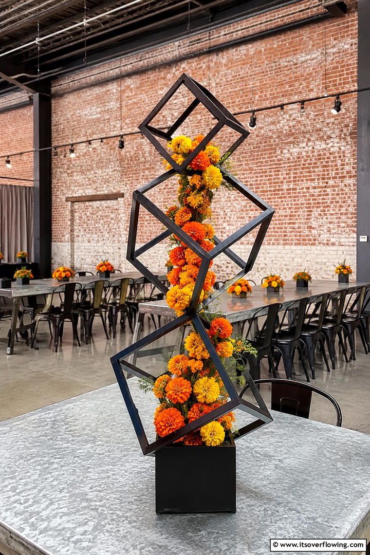 Artistic Geometric Design - 30 Tall Wedding Centerpiece Ideas for Elegant Table Displays