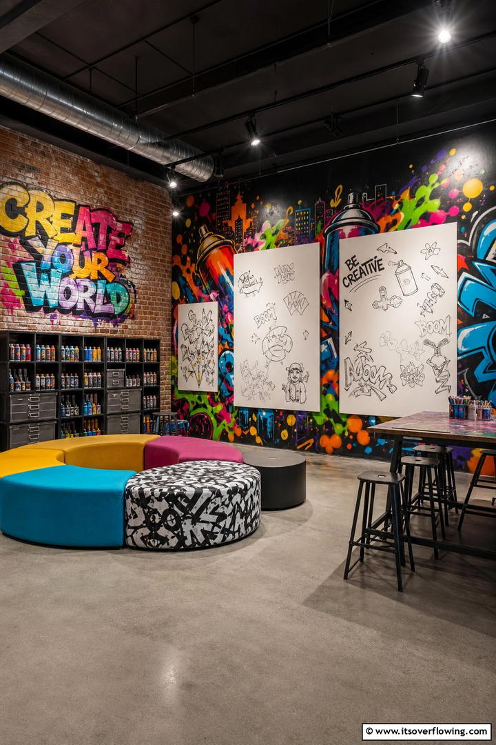 Artistic Graffiti Room - 30 Teen Hangout Room Ideas for Modern & Functional Spaces