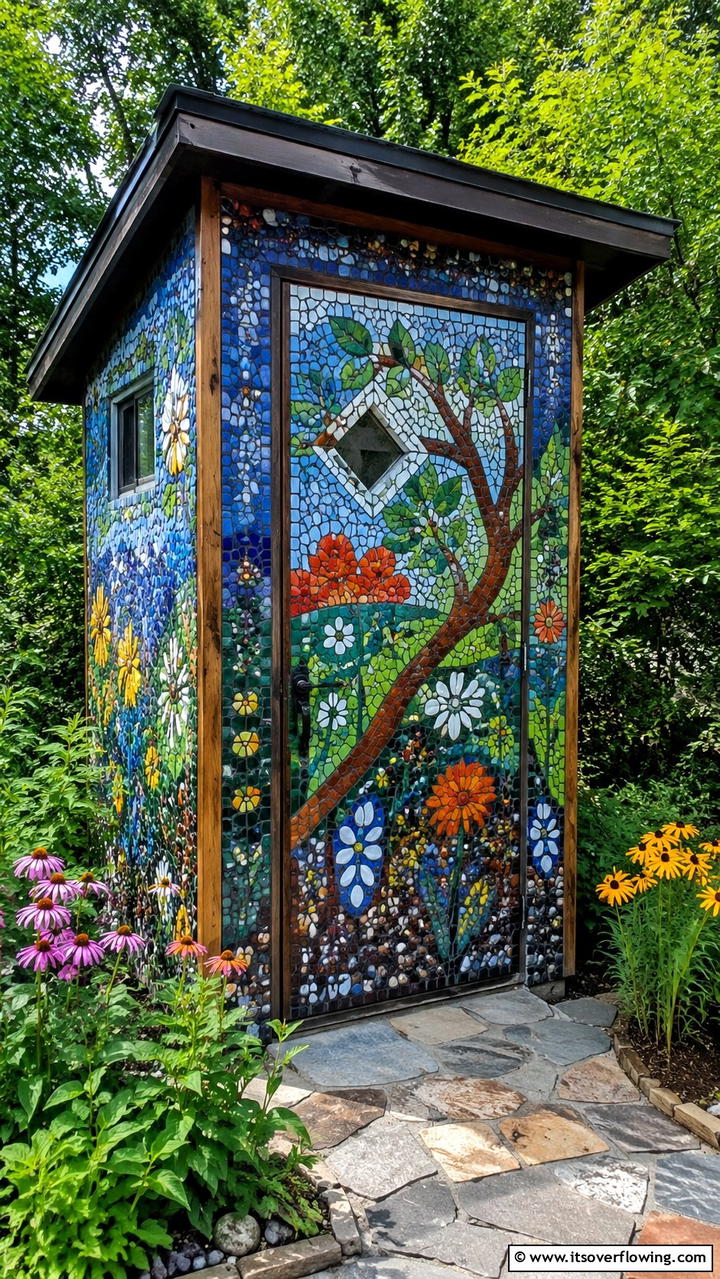 Artistic Mosaic Design - 20 Outhouse Design Ideas for Modern and Rustic Homes
