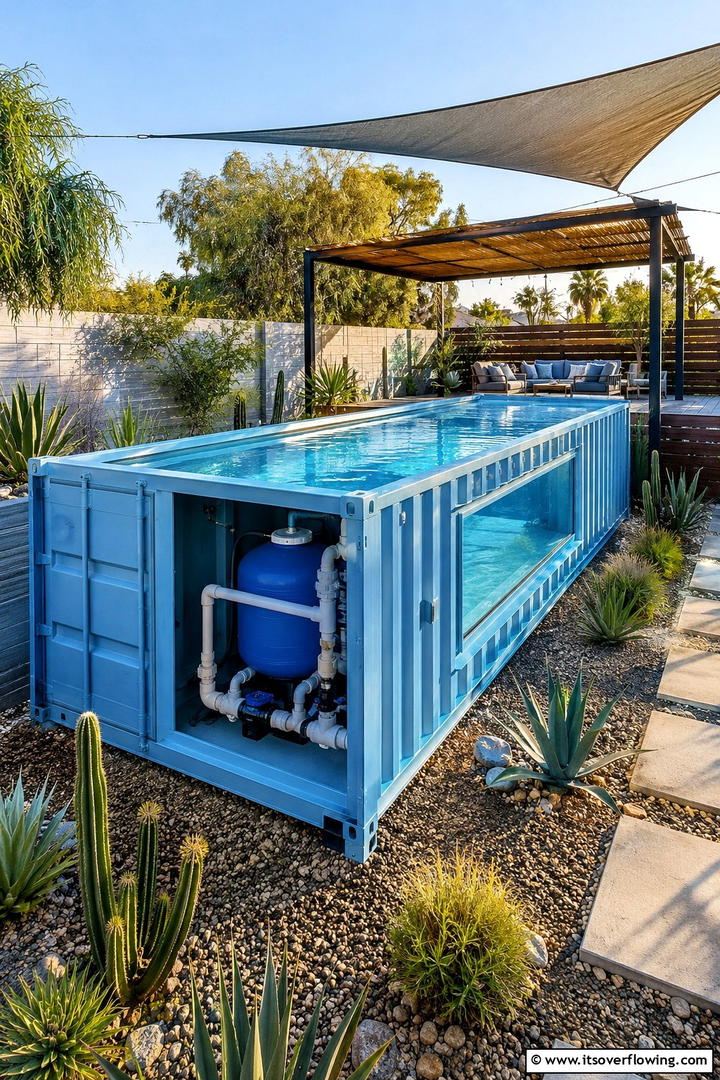 Artistic Pool Installation - 30 Shipping Container Pool Ideas for Modern Backyards