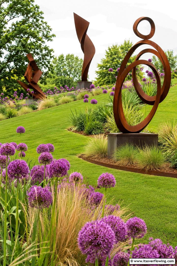 Artistic Sculptural Garden - 30 Sloped Garden Ideas to Transform Challenging Yards