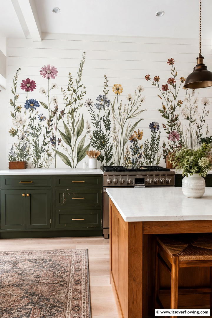 Artistic Shiplap Wall Murals - 30 Shiplap Backsplash Ideas to Elevate Kitchen Design