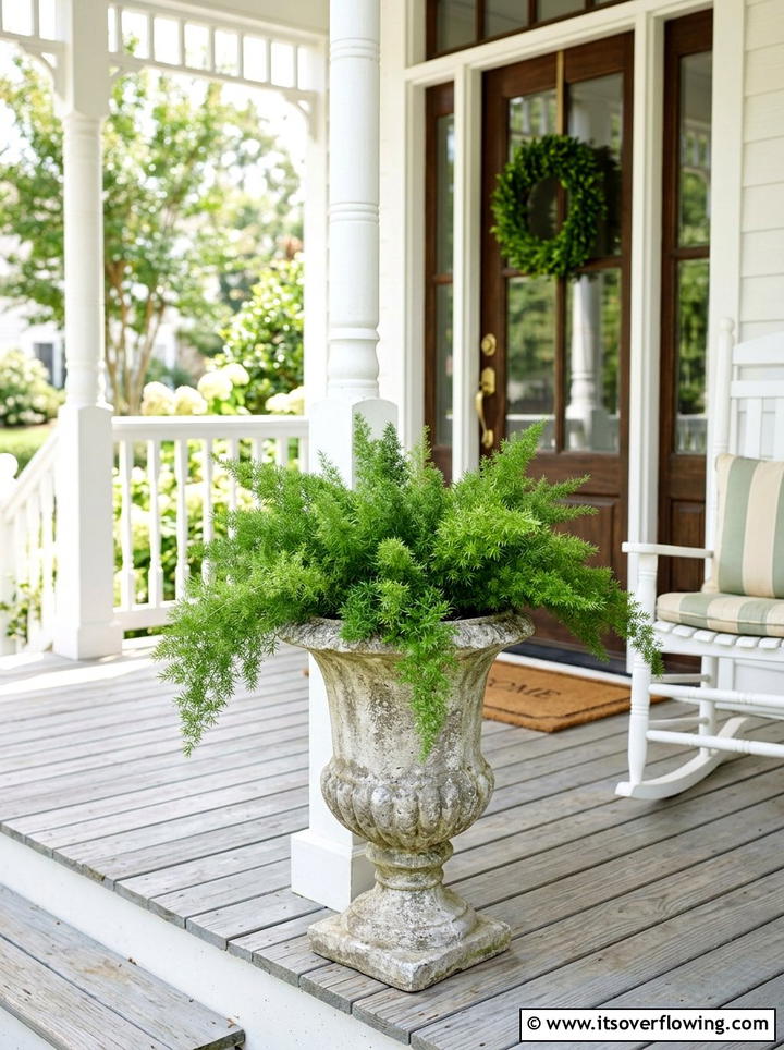 Asparagus Fern Urn - 25 front porch ideas with shade plants