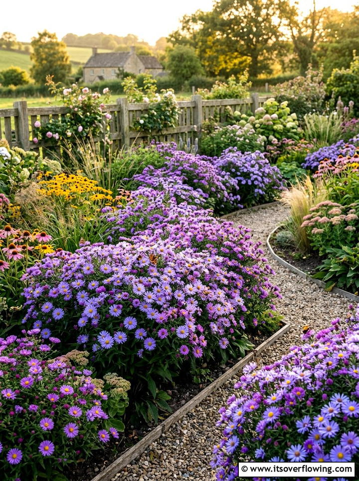 Aster flower borders - 25 creative garden ideas for fall color