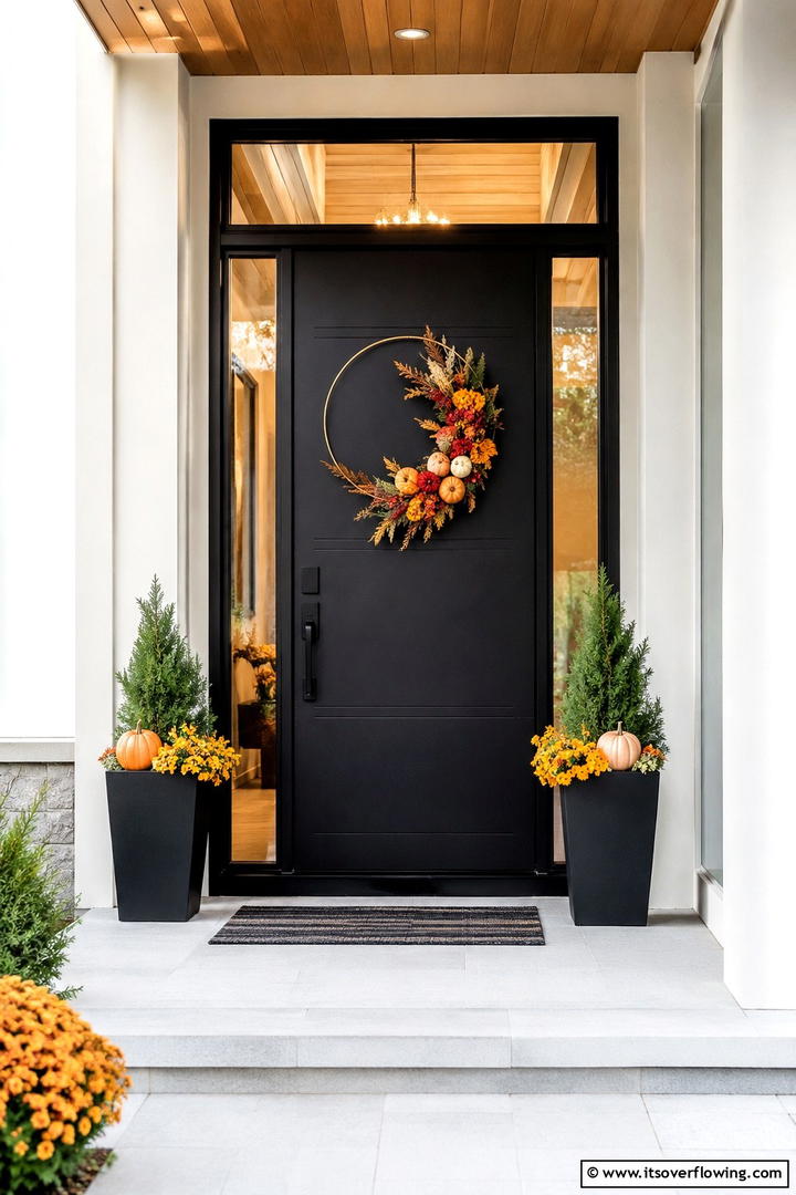 Asymmetrical Wreath Design - 50 Fall Front Door Decor Ideas Roundup- Curb Appeal