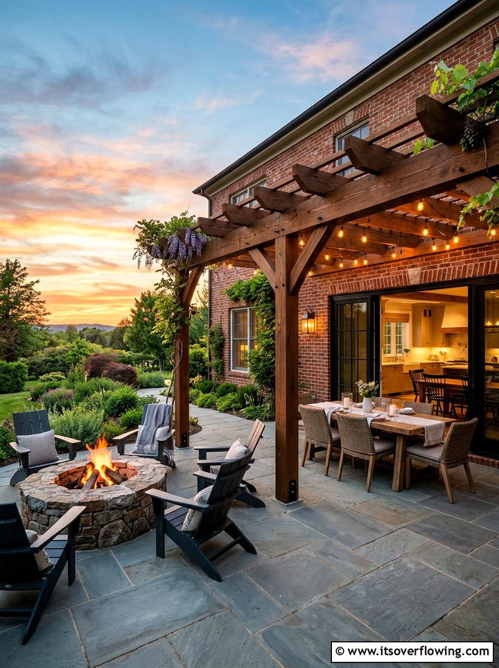 Attached Pergola Fire Pit - 25 backyard ideas with pergola and fire pit