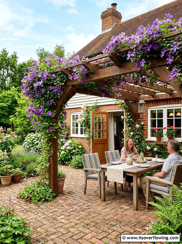 Attached Pergola With Clematis - 25 garden design ideas with pergola and vines