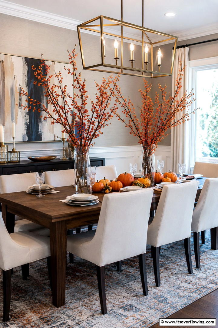 Autumn Berry Stems - 50 Fall Table Decor Ideas Roundup- Seasonal Styling
