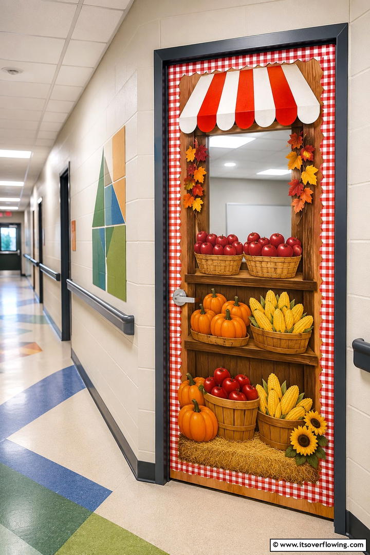 Autumn Farmers Market - 50 Fall Door Decor Classroom Ideas for Cozy Entryways