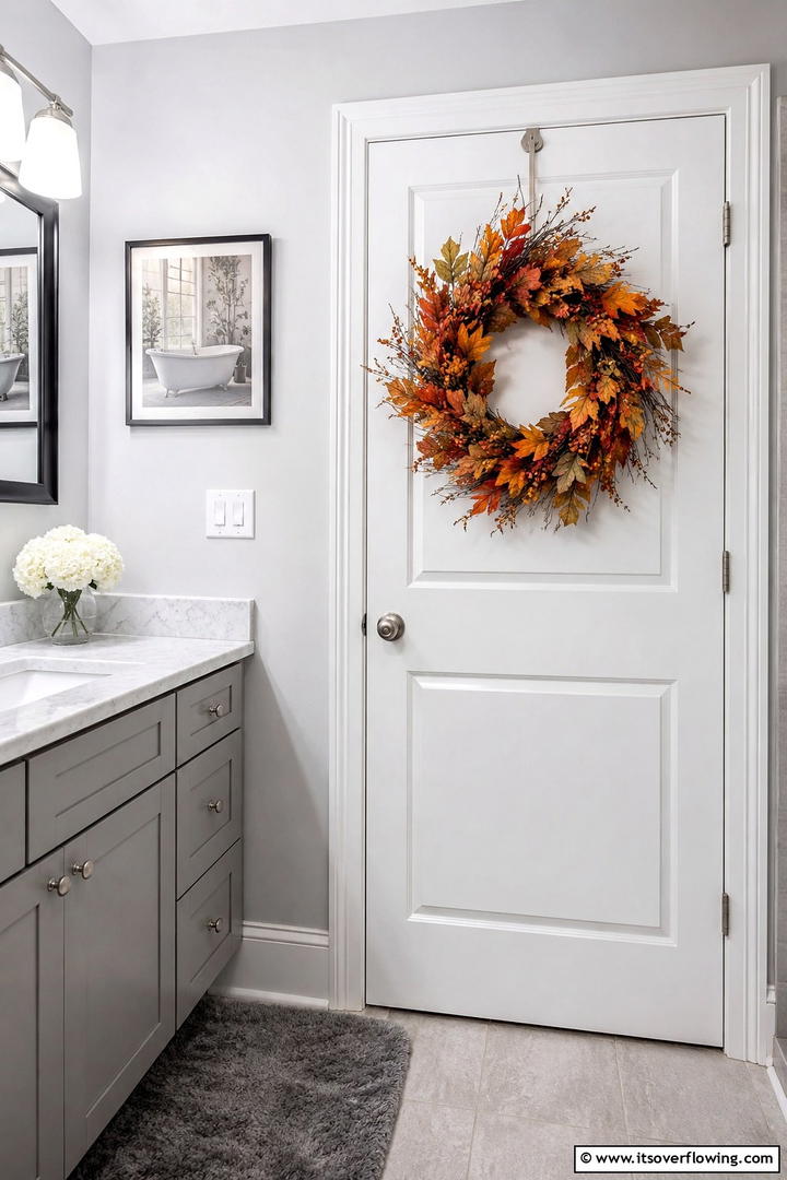 Autumn Foliage Wreath - 50 Fall Bathroom Decor Ideas Roundup- Timeless Tips